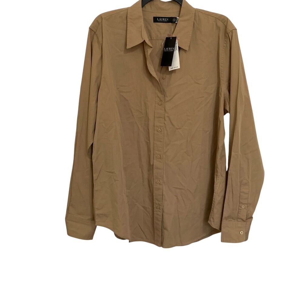 Lauren Ralph Lauren women’s NWT tan long sleeve button down shirt size XL